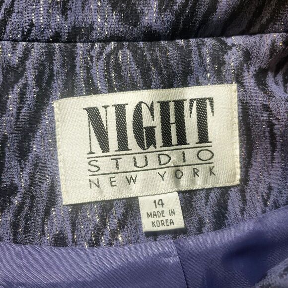Night Studio New York Purple Black Button-up Collared Maxi Coat Size 14 - Picture 3 of 9